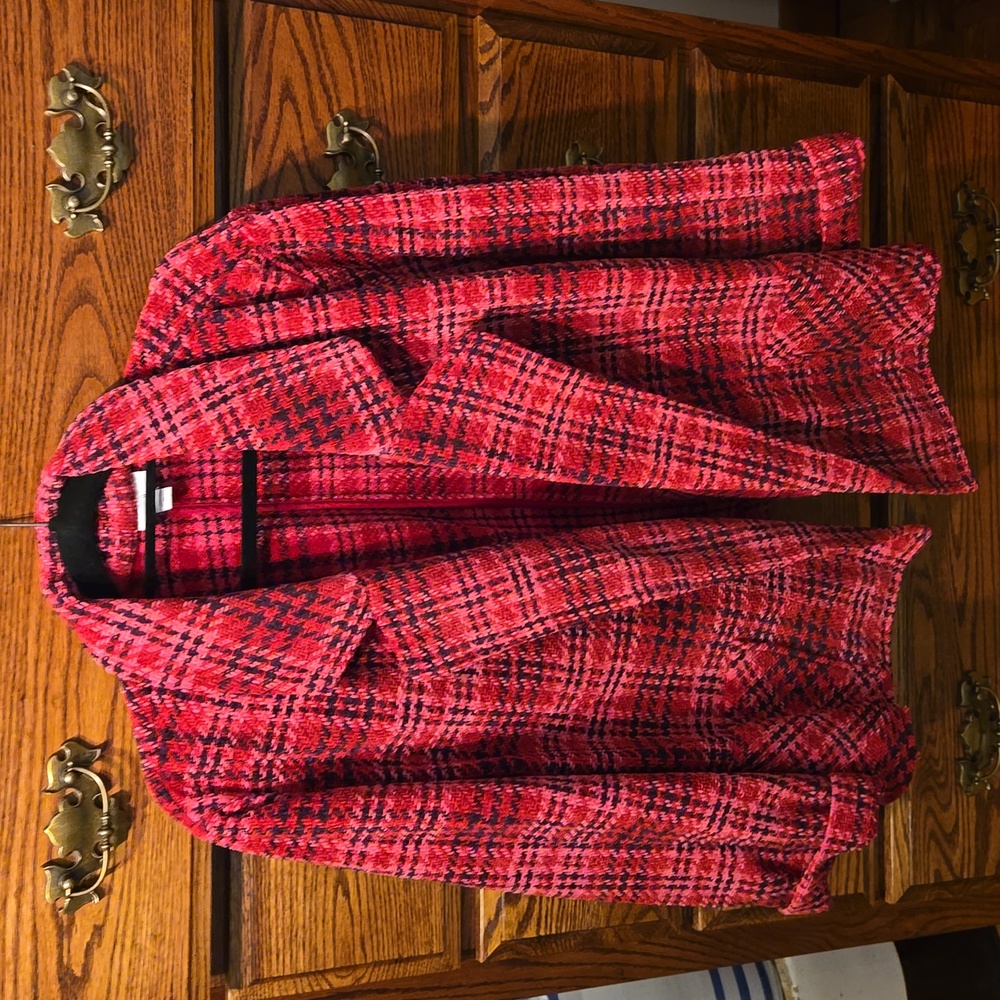 J Jill Chenille Plaid Swing Jacket